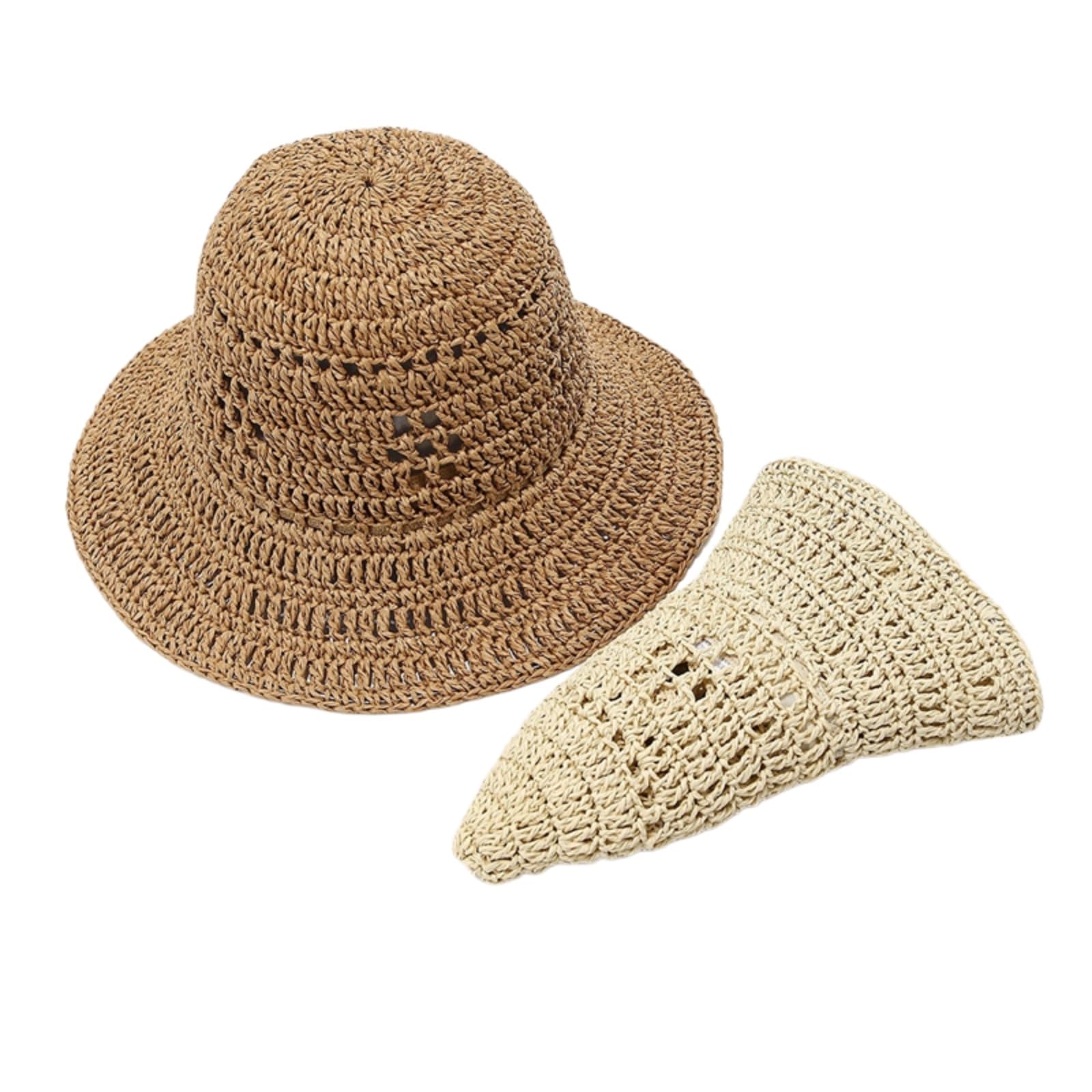 Cappellino da Baseball,Cappello Pescatore Cappello A Secchio di Paglia Leggero per Le Donne, Ombrello All'aperto Bordo Ampio Traspirante Vacanze Viaggio-2-56-58cm