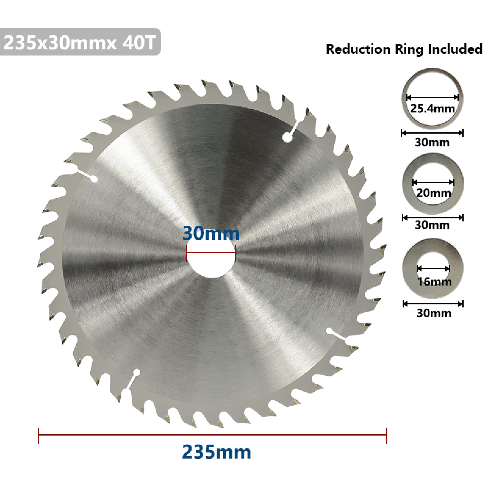 Disco Da Taglio Per Legno 235 300 Mm Lama Per Legno Con Punta In Metallo Duro 24 40 48 60 Denti Lama Per Sega Circolare TCT Per Disco Per Sega Legno,235x30x40T