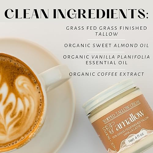 Miniatura 15 de Amallow 100% Tallow de carne de res alimentada con pasto para el cuidado de la piel, cara + cuerpo, hidratante batida para pieles sensibles, loción