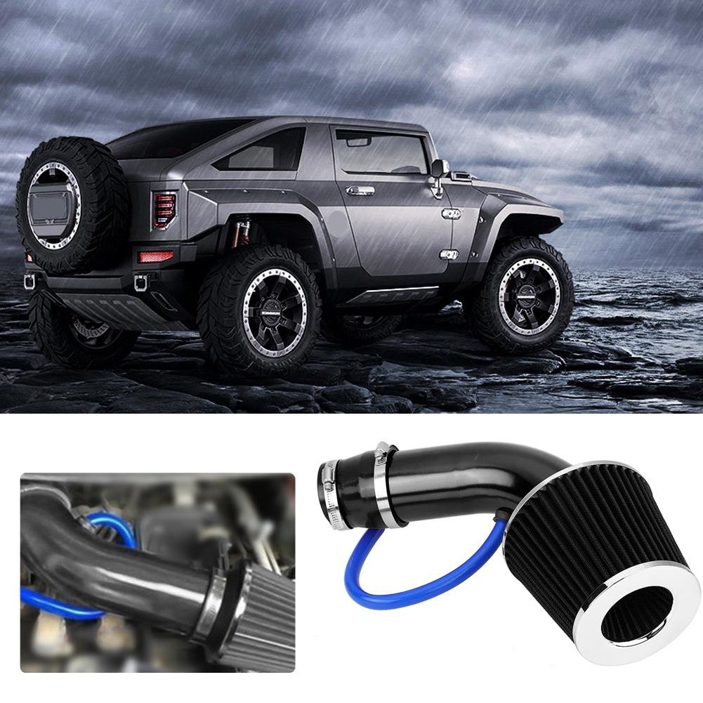 Filtro di aspirazione dell'aria fredda,76 MM kit auto universale alluminio tubo di aspirazione dell' aria Filtri dell'aria dell'automobile (nero)