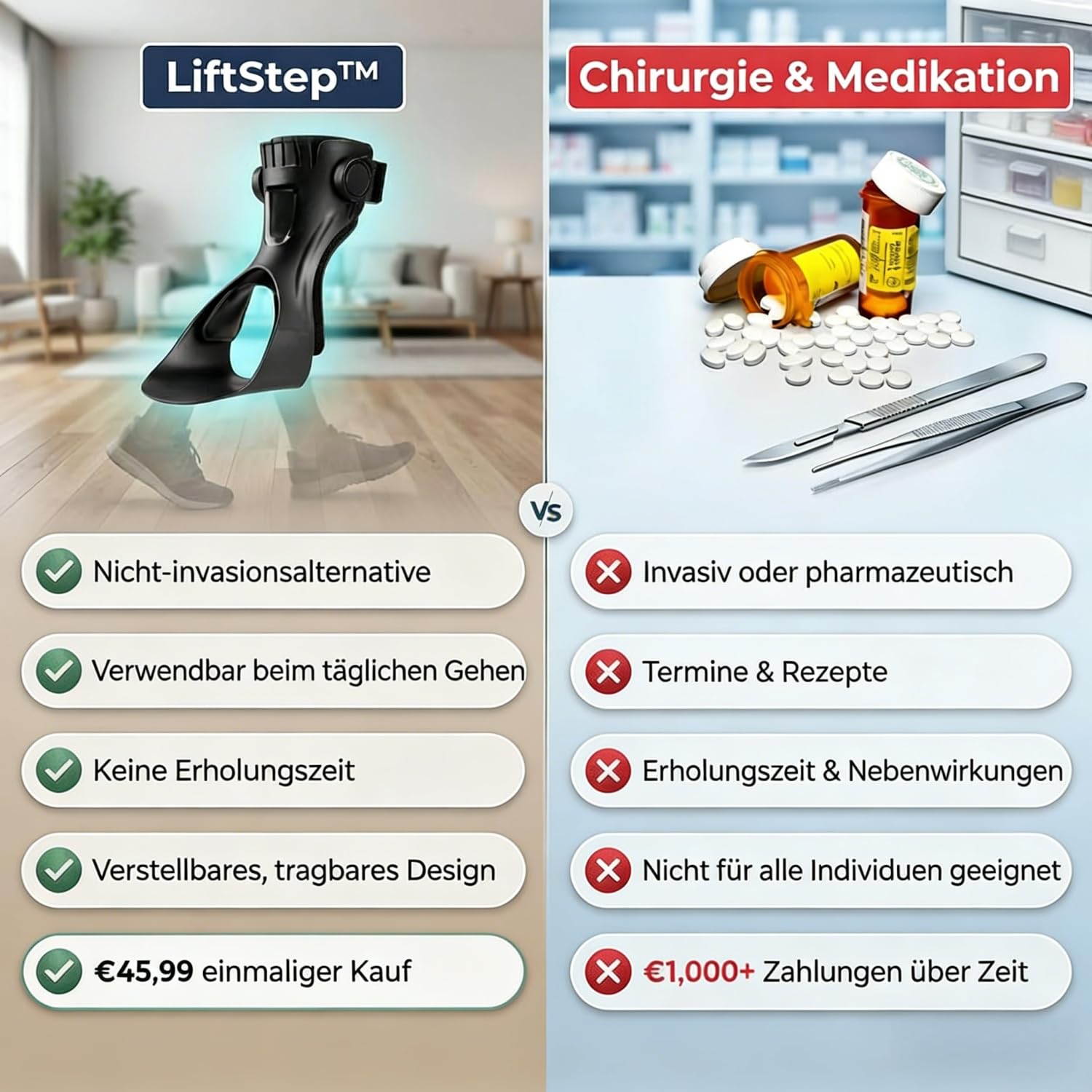 Alireva Fußheberorthese – Einstellbare Peroneus-Orthese für MS, Nervenverletzungen & Fußheberschwäche, stabilisiert den Fuß im Alltag (Rechter Fuß Airbag 1 Stück,M)