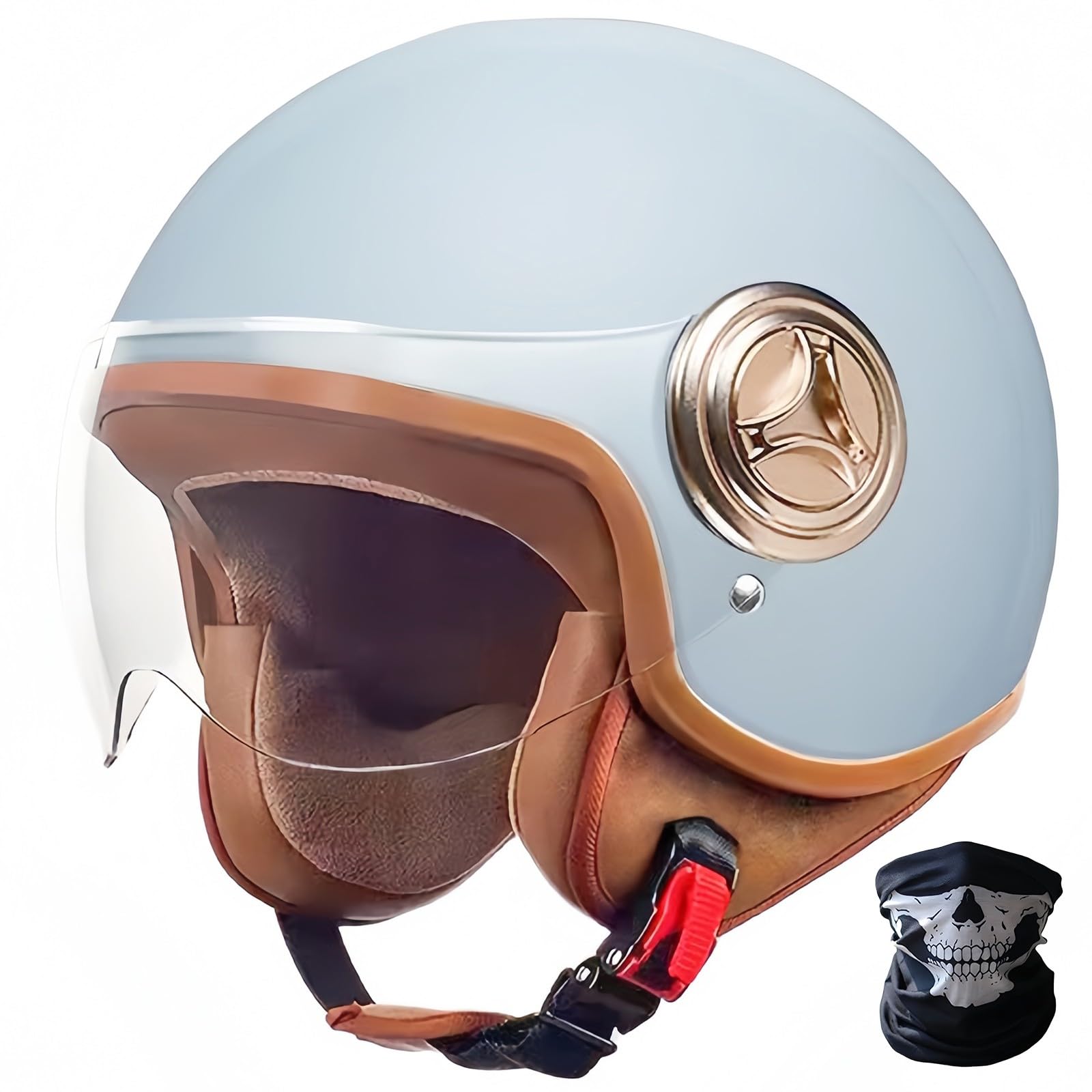 Casco De Moto Retro 3/4, Casco Scooter con Visera, Casco Jet Retro Homologado ECE para Hombres Y Mujeres, Ciclomotor, Motocicleta para, ATV, Ciclomotor