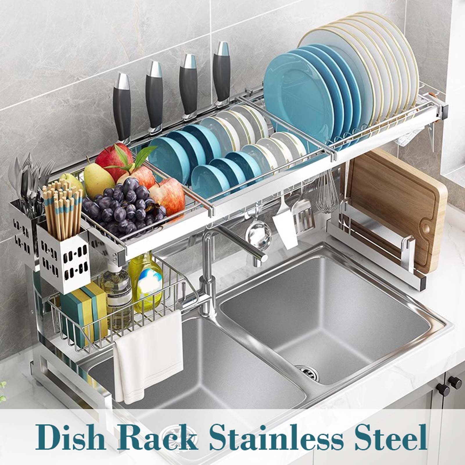 Amazon｜FGYAHOKN シンク上水切りラック ステンレススチール 30x12x20