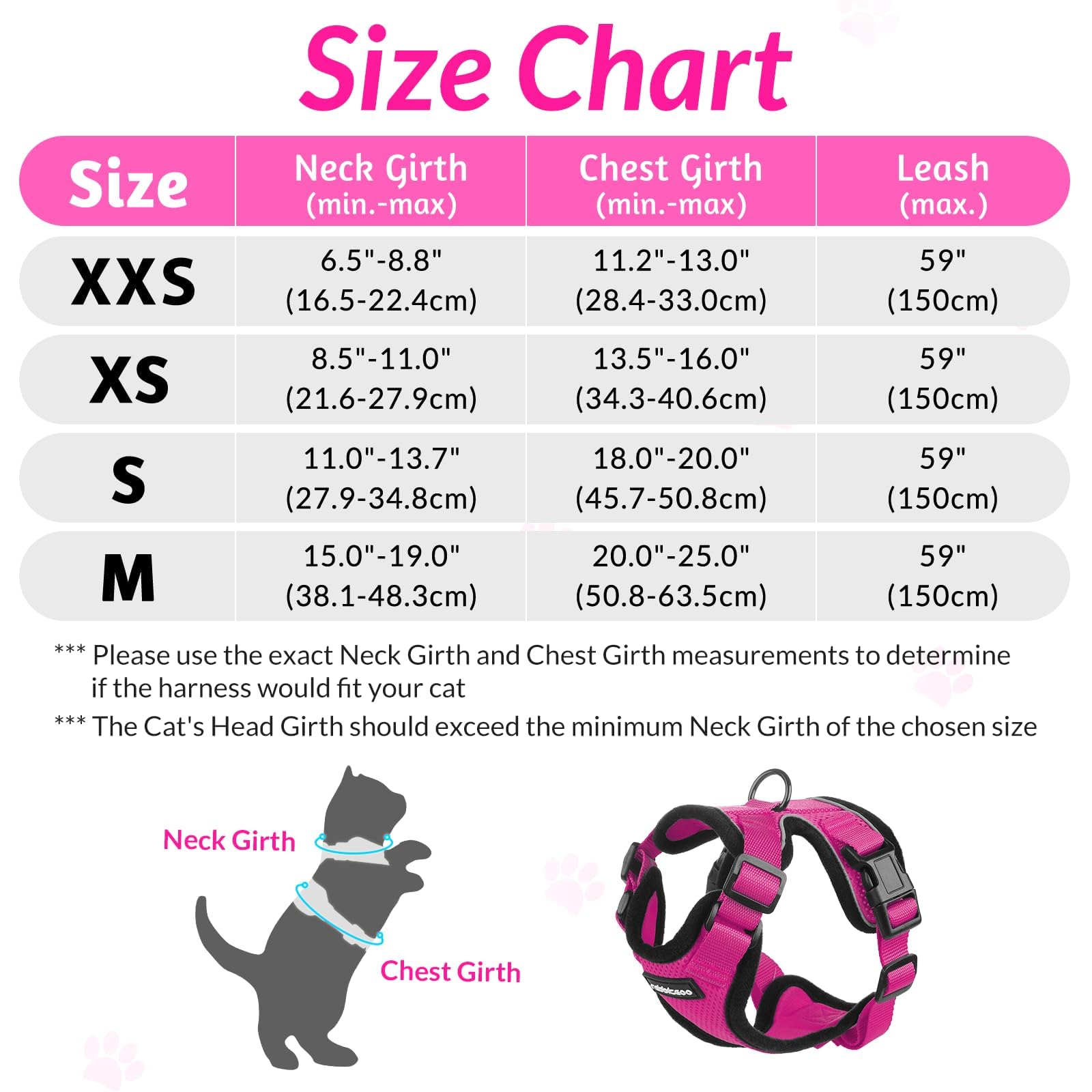 rabbitgoo Pettorina Gatto Antifuga con Guinzaglio, Guinzaglio per Gatti Regolabile, Pettorina Cane Taglia Piccola Riflettente, Imbracatura Gatto Adulto in Maglia Traspirante, Rosa Rossa, XS