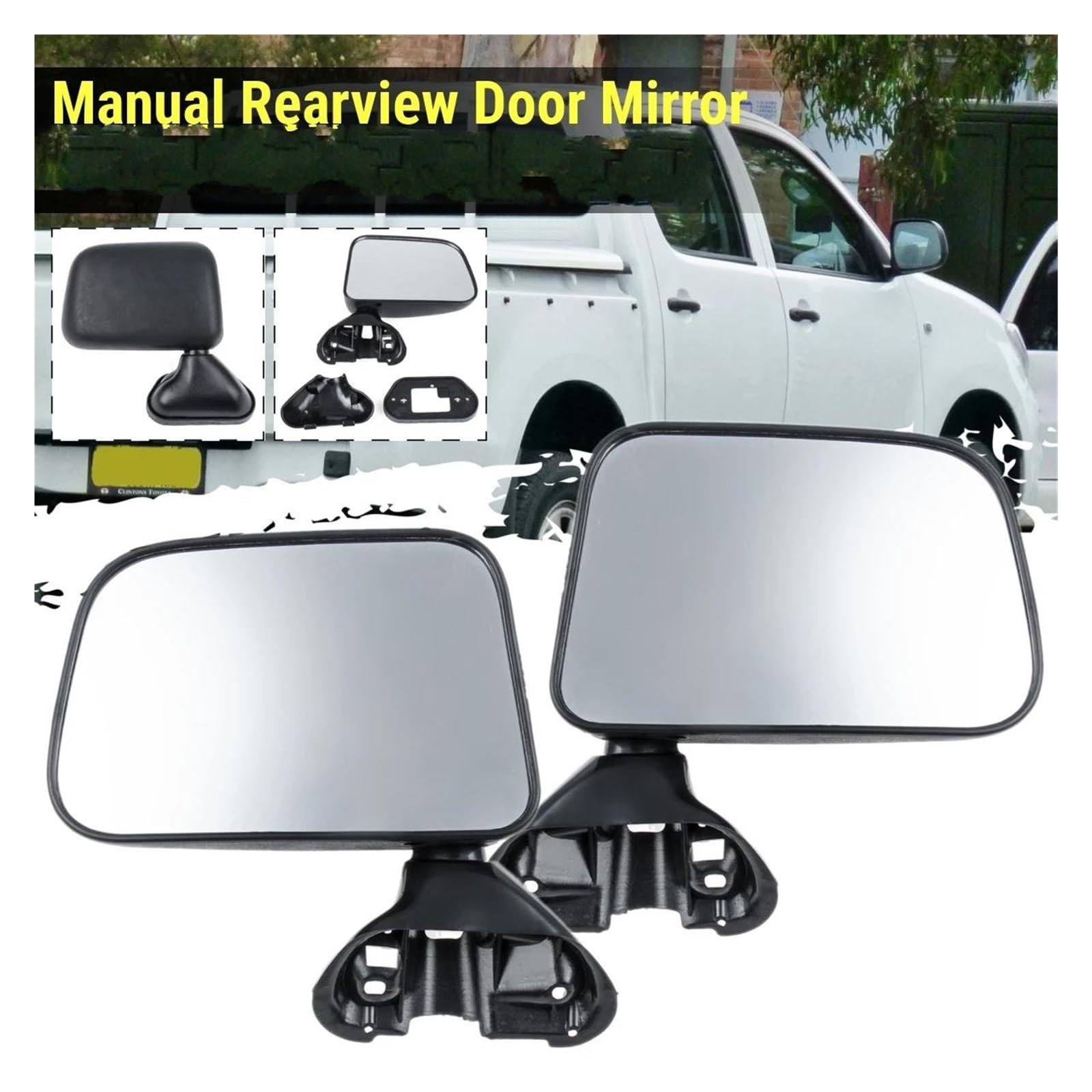 Espejos retrovisores completos para Toyota Hilux 1988 1989 1991 1992 1993 1991 1995-2005 1 Par De Espejos Retrovisores para Puerta Coche Color Negro Seguridad En La Conducción Derecho-Espejo Completo
