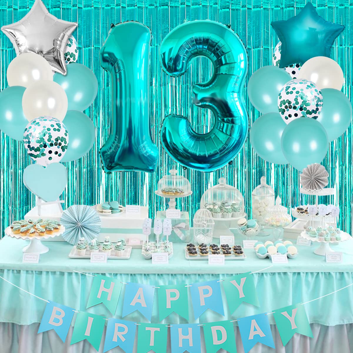 amazon-com-13th-birthday-party-decorations-for-girls-teal-happy-13th-birthday-decorations-include-banner-garland-cake-cupcake-topper-turquoise-fringe-curtain-number-13-foil-balloon-toys-games for Free Printable 13th Birthday Decorations Amazon.com: 13th Birthday Party Decorations for Girls Teal - Happy 13th Birthday Decorations Include Banner Garland Cake Cupcake Topper Turquoise Fringe Curtain Number 13 Foil Balloon : Toys & Games for Free Printable 13th Birthday Decorations