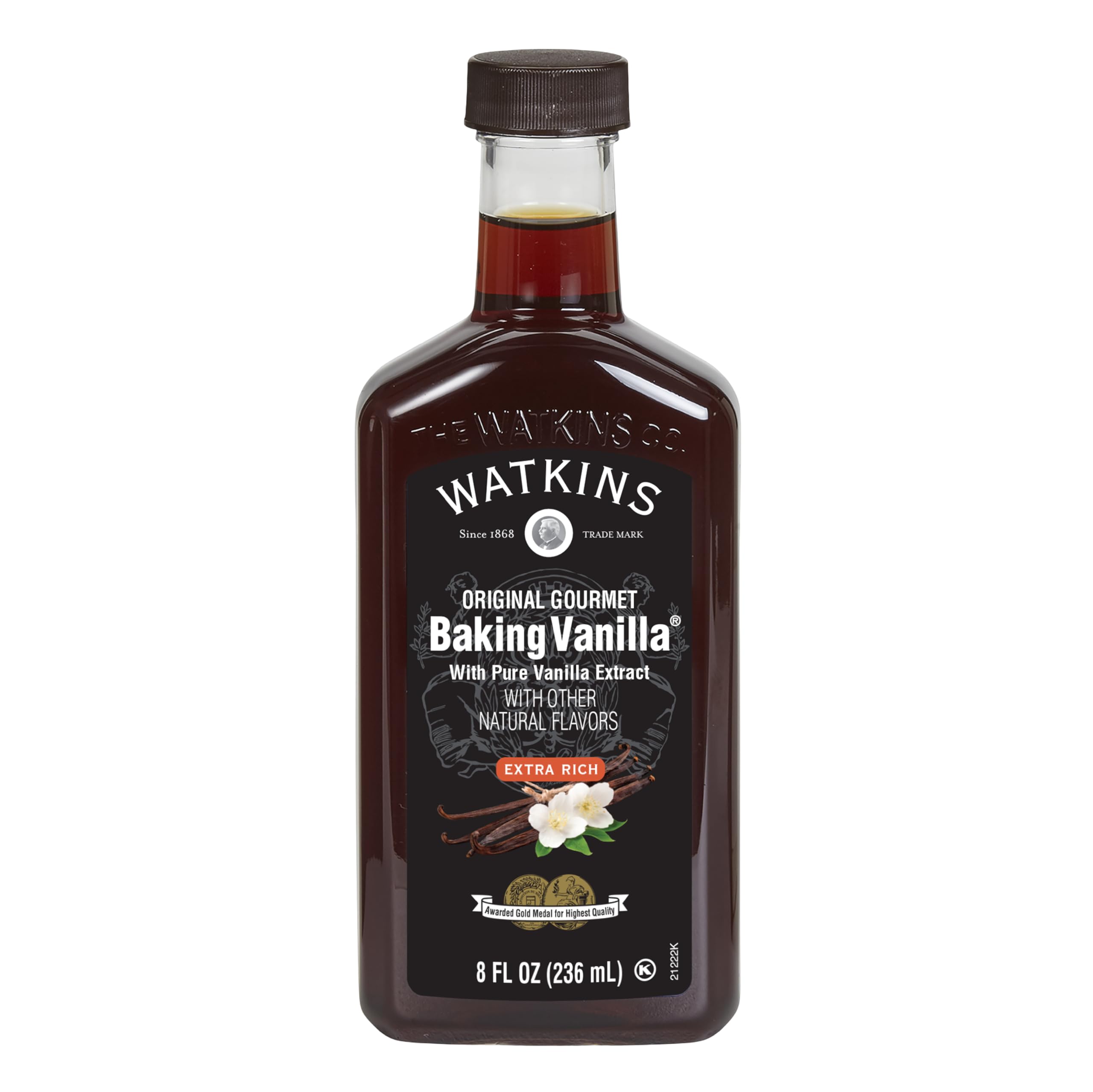 Watkins All Natural Original Gourmet Baking Vanilla with Pure Extract, 8 fl. oz. Bottle, 1-Pack