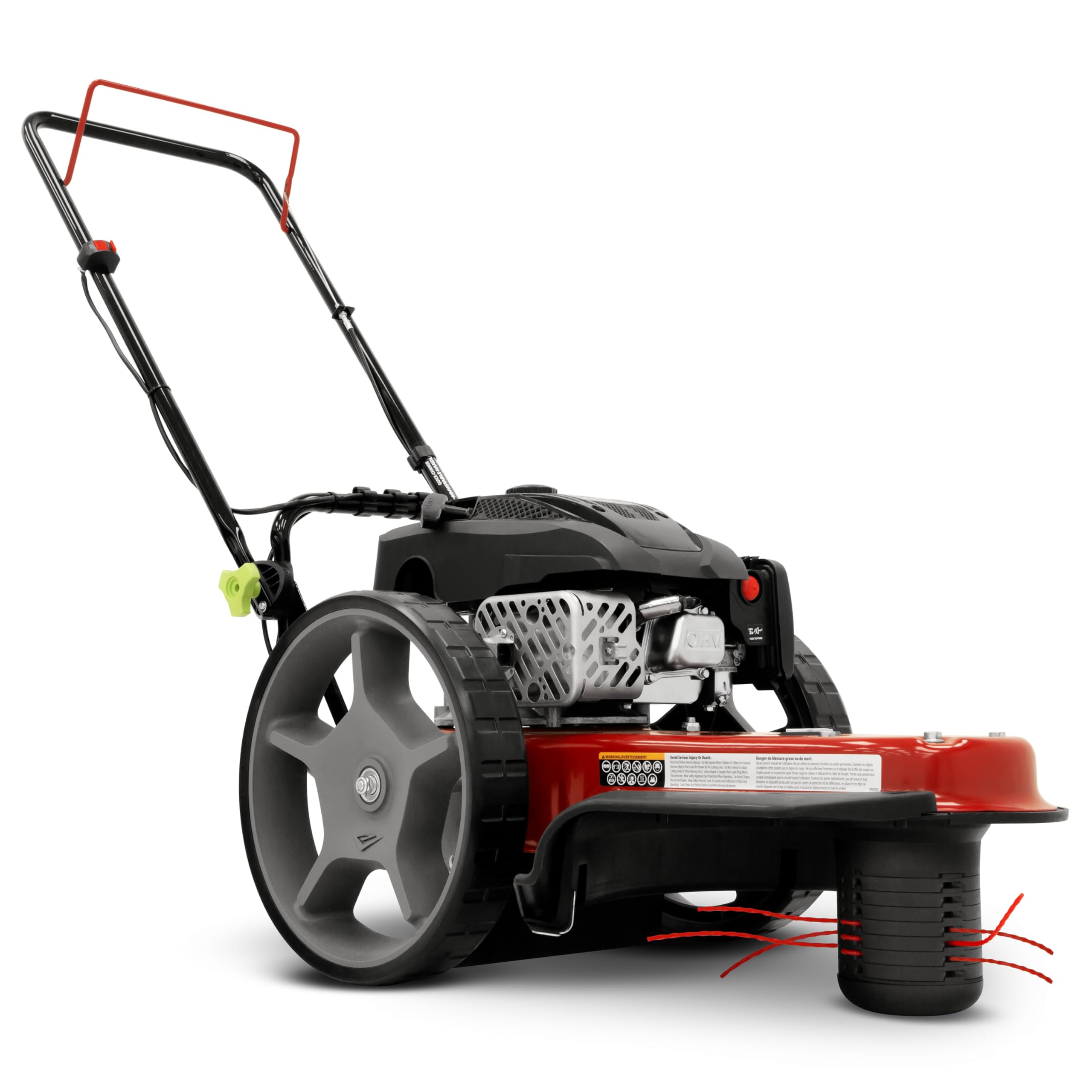 Earthquake Walk-Behind String Mower, Hurricane Cutting Head, 160cc 4-Cycle Viper Engine, Grab-N-Go Bail, 22โ Cutting Diameter, Extra-Wide 2.5" x 14.5โ Airless Wheels, Adjustable Handlebar, 47325