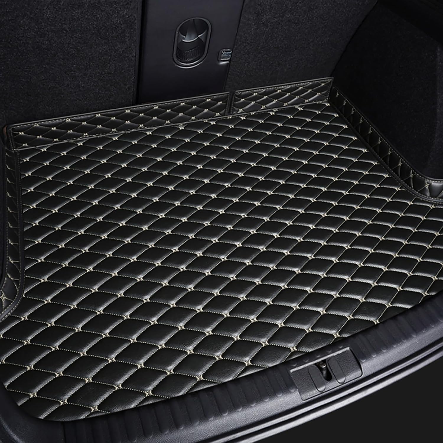 WUYYHD Car Leather Boot Liner For Peugeot 3008 GT Hybrid 2020-2025,Waterproof Anti-Scratch Cargo Storage Tray,Black Beige
