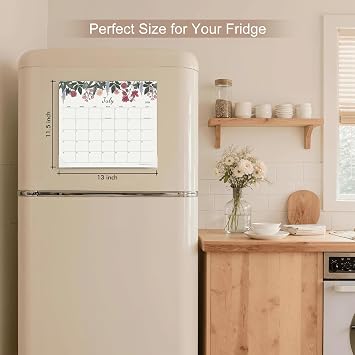 Cabbrix Magnetic Calendar for Refrigerator 2026-2027, 18 Months Magnet Fridge Calendar July 2026 to December 2027, 13 x 11-1/2, Easy Planning (Flower)