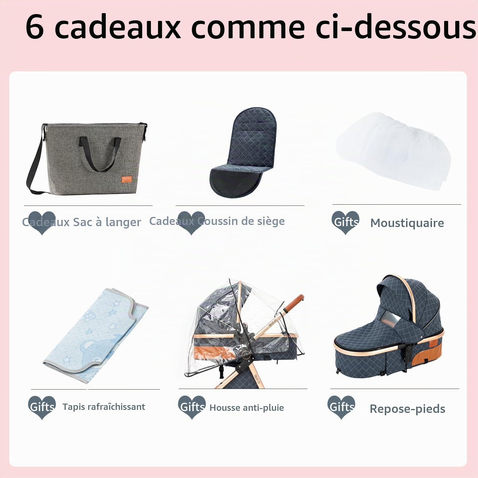 MoLi 3 en 1 Poussette Combinée Poussette Citadine Landau Poussette Canne Poussette Système de Voyage pour Bébé Poussette Paysage Haute pour Bébé Inclinable Pliable Poussette Standard(225 Light Grey)