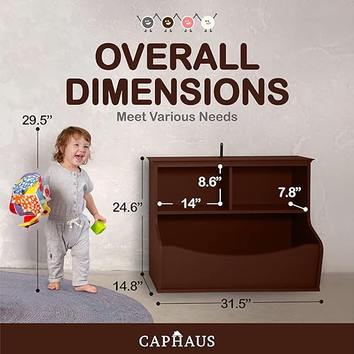 Miniatura 25 de CAPHAUS Organizador de almacenamiento de juguetes para niños, cubo de almacenamiento abierto, libro multifuncional, gabinete de almacenamiento de E.