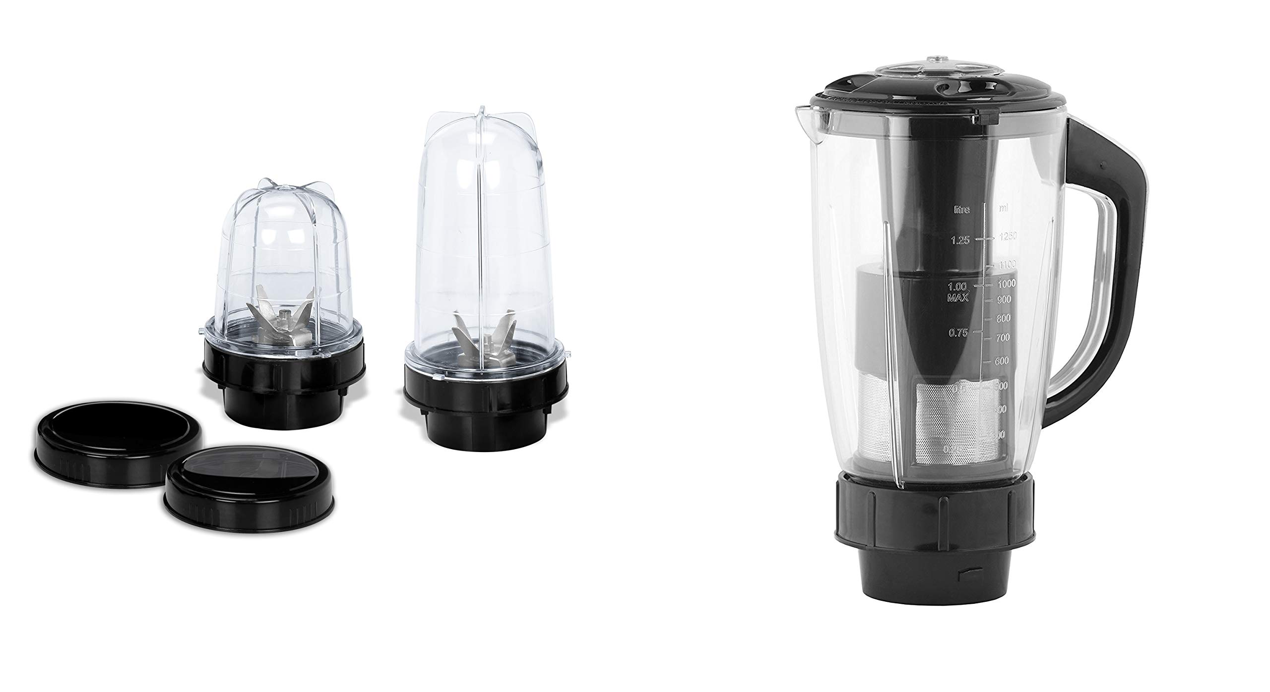Sunmeet Bullet Jar for Mixer Deluxe Juicer jar and Bullet Jar Combo ABS Plastic Set of 2 Bullet Jars (530ml and 350ml) Plus 1 Juicer Jar 1500ml, Black-image-49