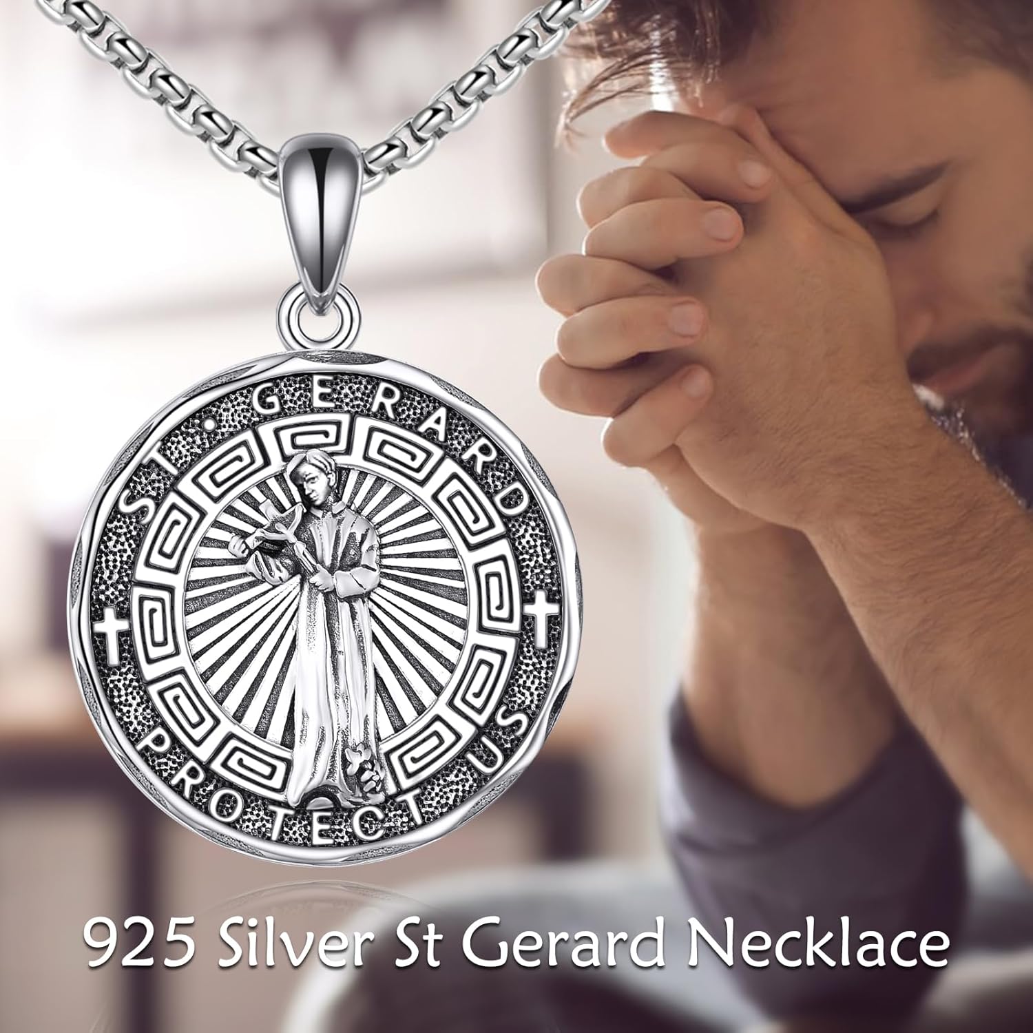 YFN Patron Saint Necklace Sterling Silver Amulet Medal Pendant Religious Protector Jewelry Gifts for Women Men - Image 6
