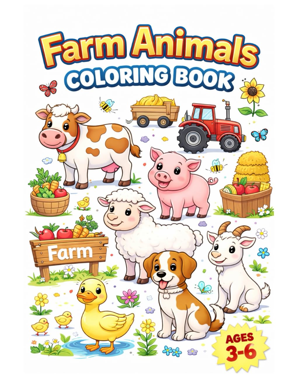 Farm Animals Coloring Book for Toddlers: Big, Simple Pictures for Ages 3–6 | Easy Coloring + Fun Facts