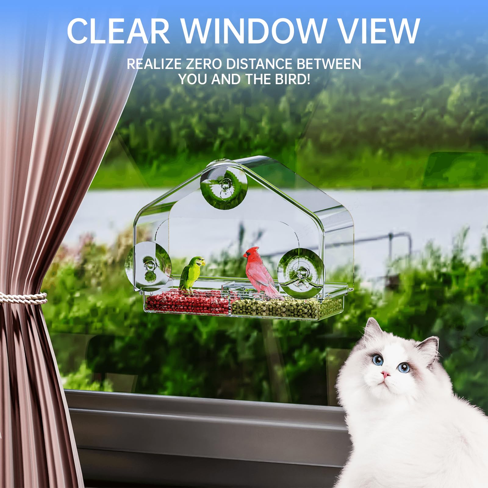 Yieach Vogelfutterspender Mit Saugnäpfen – Transparente Futterstation Für Fenster, Für Balkon & Garten