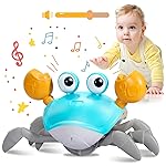 Plnmlls Crawling Crab Baby Toy,Tummy Time Toys,with Music and LED Light,Built-in Rechargeable Battery and Volume Can be Turned Off for 6-12 12-18 36 Months Walking Toddler Birthday Gift(Jade Green)