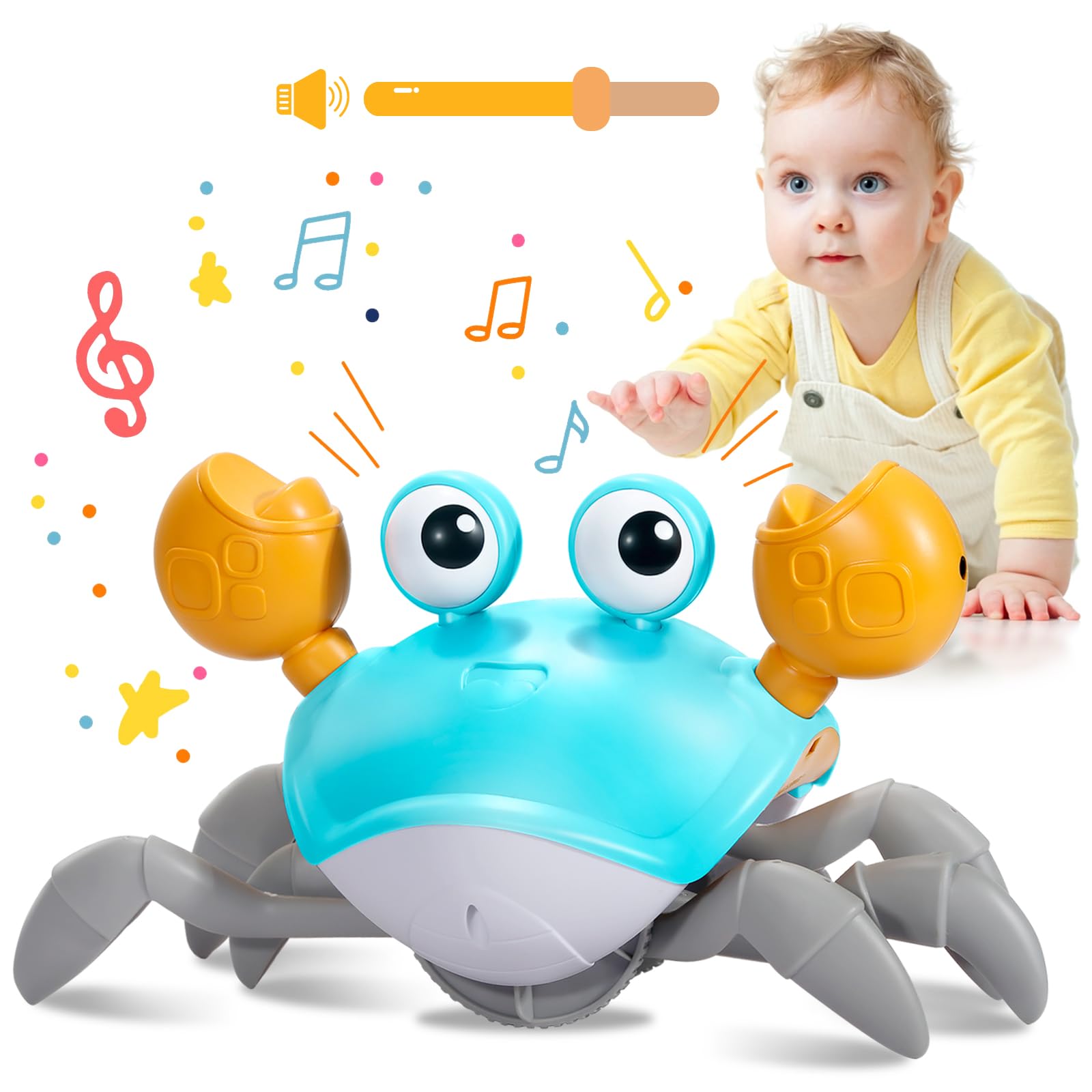Photo 1 of Plnlmls Crawling Crab Baby Toy, Musical Tummy Time Toys with LED Lights, Rechargeable Walking Crab for 0-6 6-12 Months, Infant Toys Dancing Crab Toy, Baby Boy 1st Birthday Gift(Jade Green)