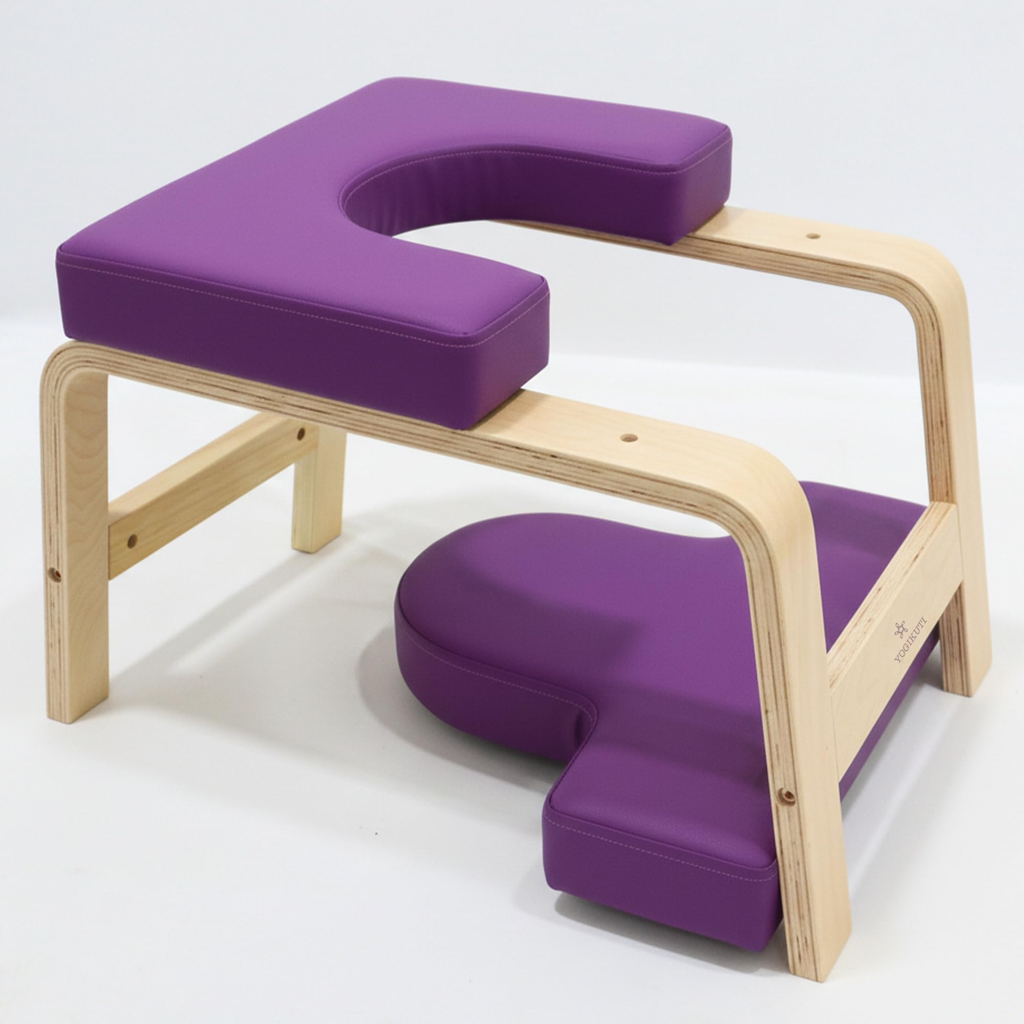Yogikuti Yoga Headstand Bench for Inversions, Sturdy Wooden Headstand Stool with Cushion, Safe Shoulder Stand & Yoga Props for Home Practice and Strength Training (Purple)-image-30