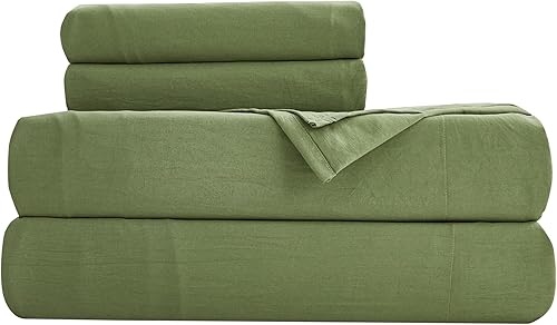 Vista 103 de Chezmoi Collection Juego de sábanas tamaño King lavado a piedra, 4 piezas extrasuaves, transpirables, resistentes a las arrugas y a la decoloración