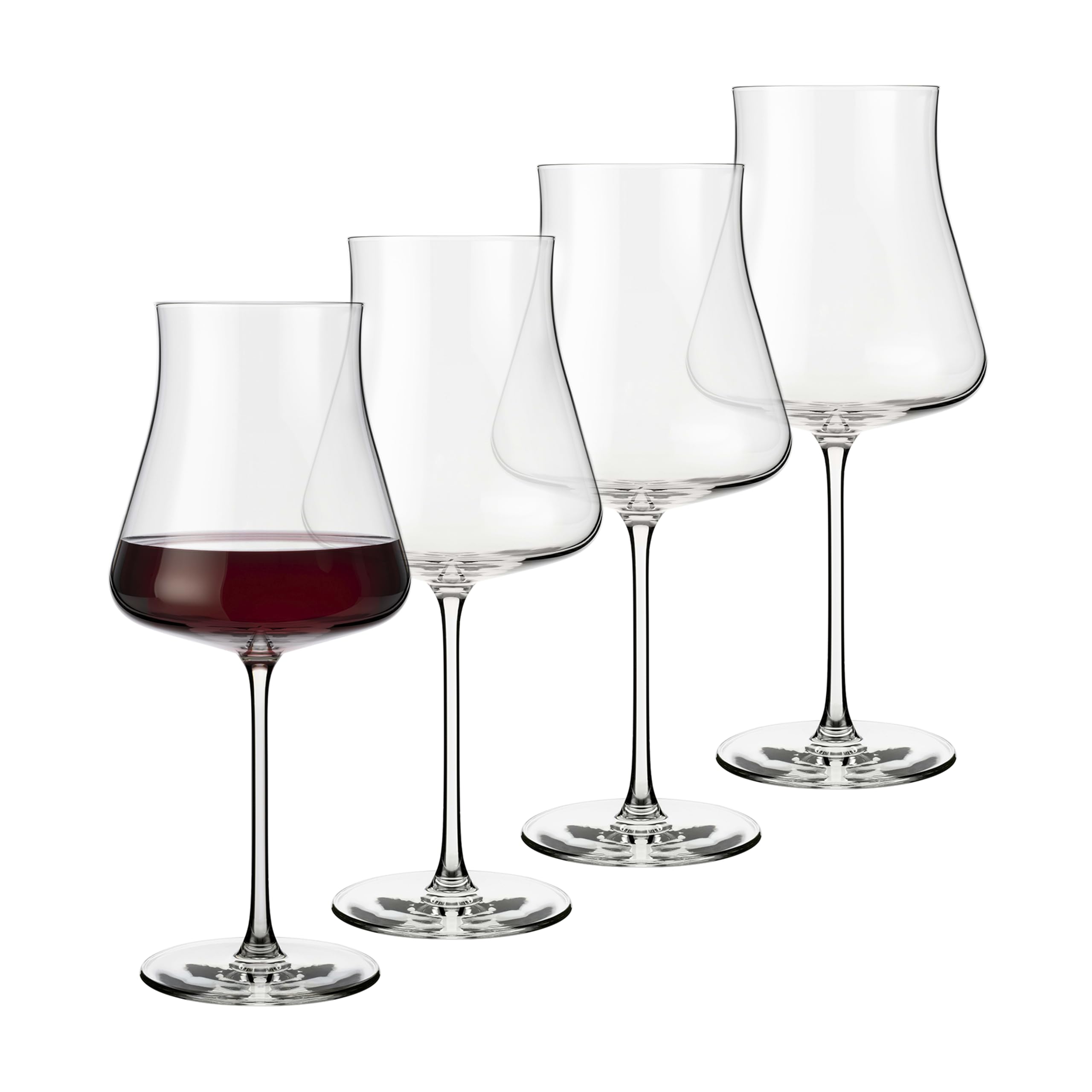 Libbey Signature Stratford Wine Glasses Set of 4, 24 oz Unique Red Wine Glasses, Stemmed Large Wine Glass Set