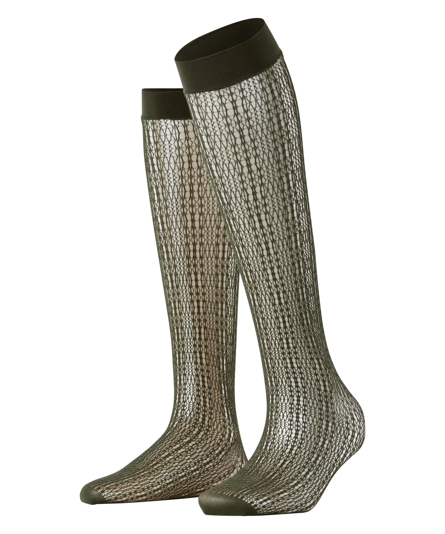 FALKE Women's Crossroads W Kh Sheer Patterned 1 Pair Knee-High Socks, Green Artichoke 7436, ONESIZE