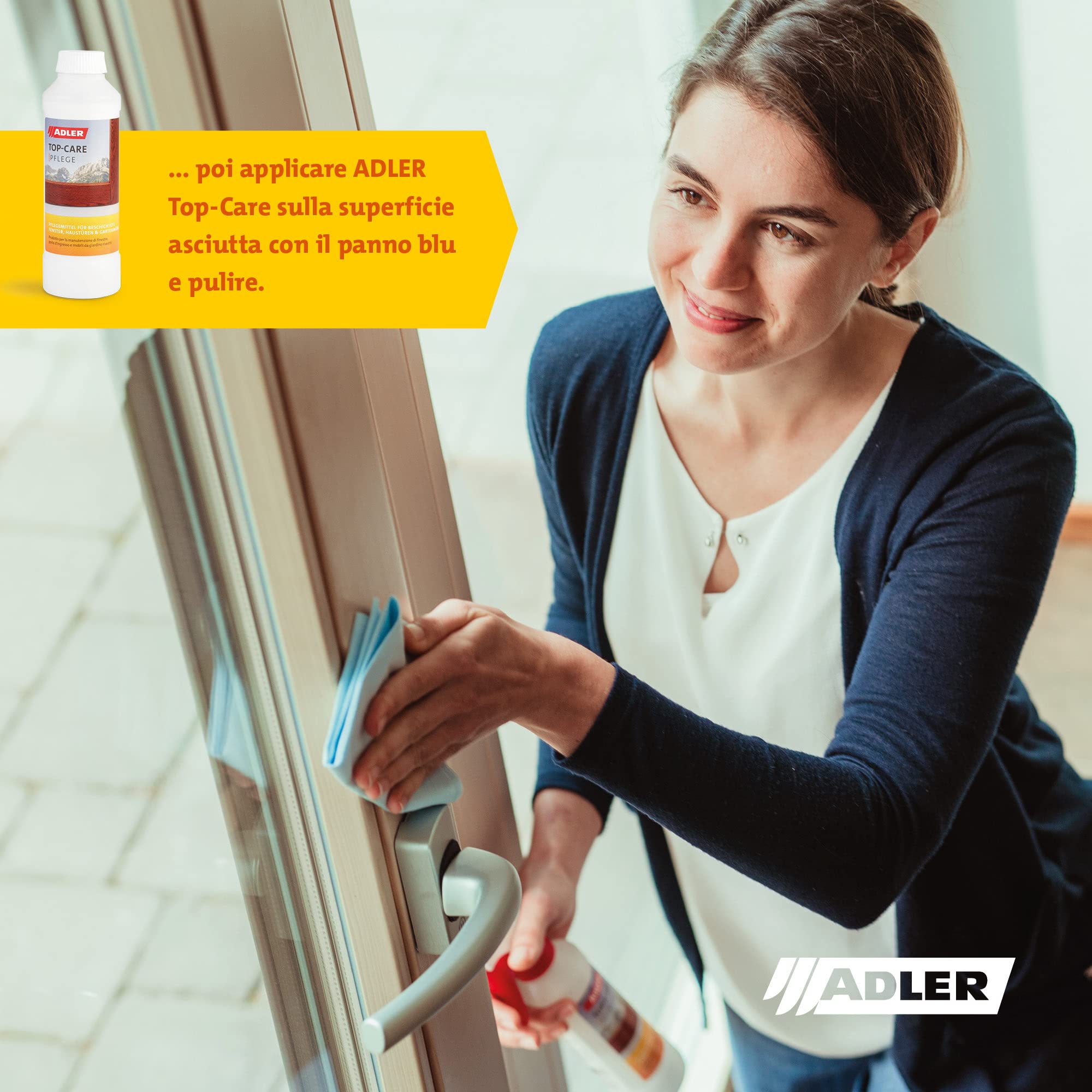 ADLER Windoor set per la cura di finestre e porte in legno, alluminio e PVC: strumenti per una pulizia e ritocco perfetti