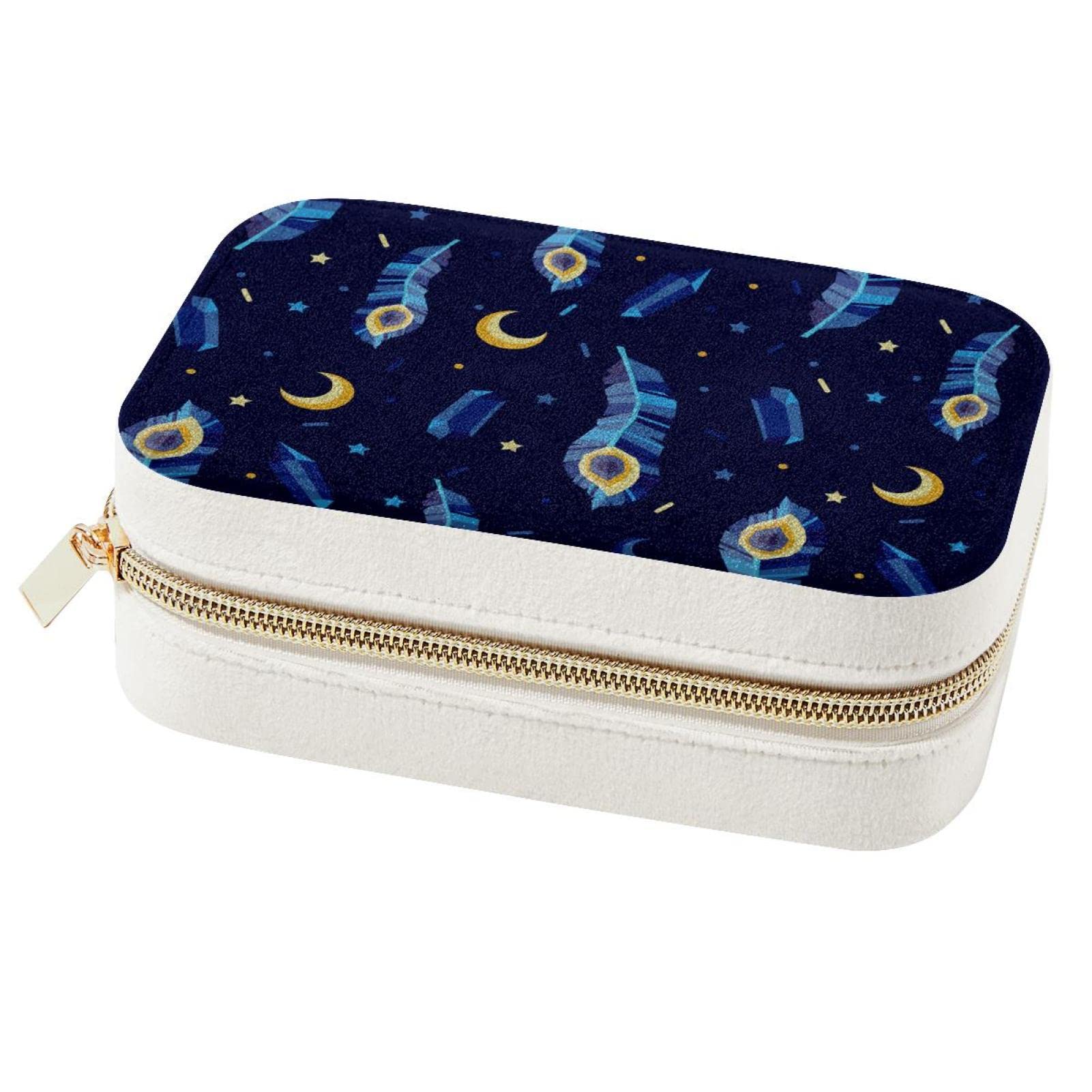 Boîte à bijoux de voyage originale motif paon, le cadeau féminin parfait