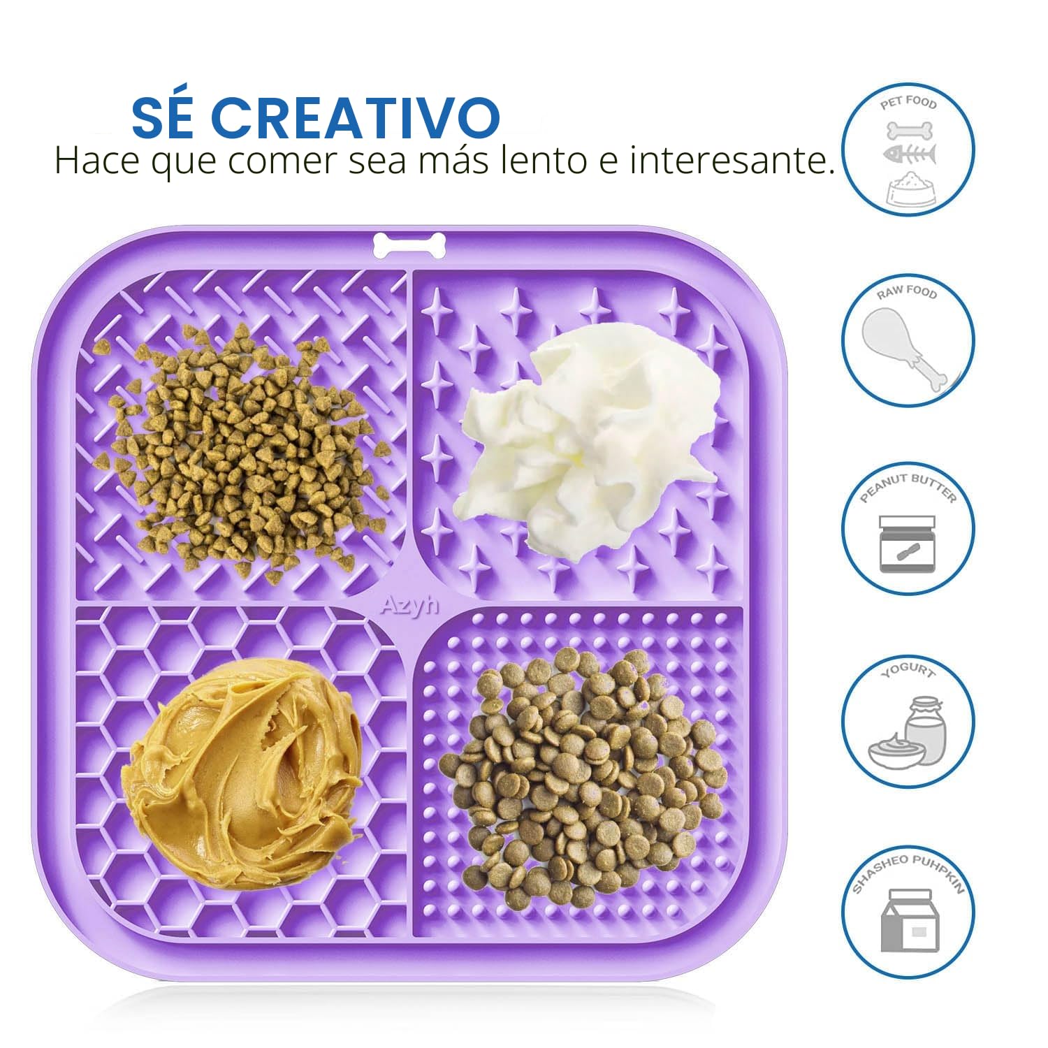 Azyh 2 Alfombrillas para Lamer Perros y Gatos con Ventosas 20X20cm, Alimentador Lento para Aliviar la Ansiedad, Juguetes, Tapete de Alimentación para Mantequilla, Yogur, Maní
