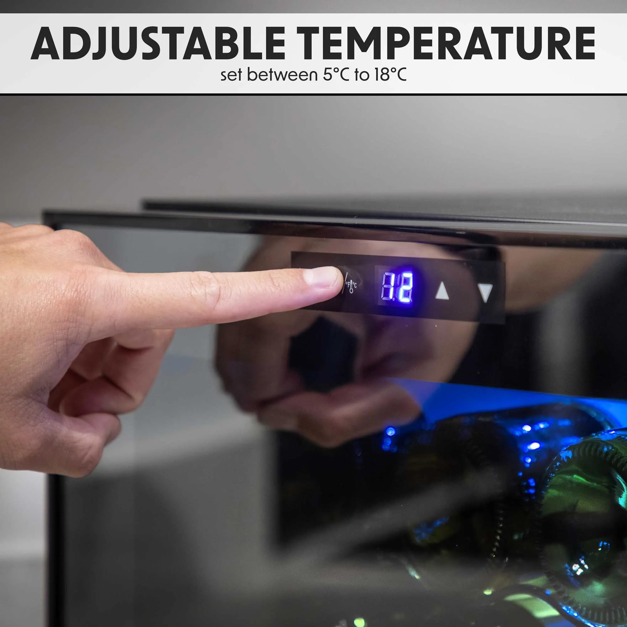 Baridi 8 Bottle Wine Cooler, Thermoelectric, 5-18°C, Touch Control, Table Top - DH218 — view 4