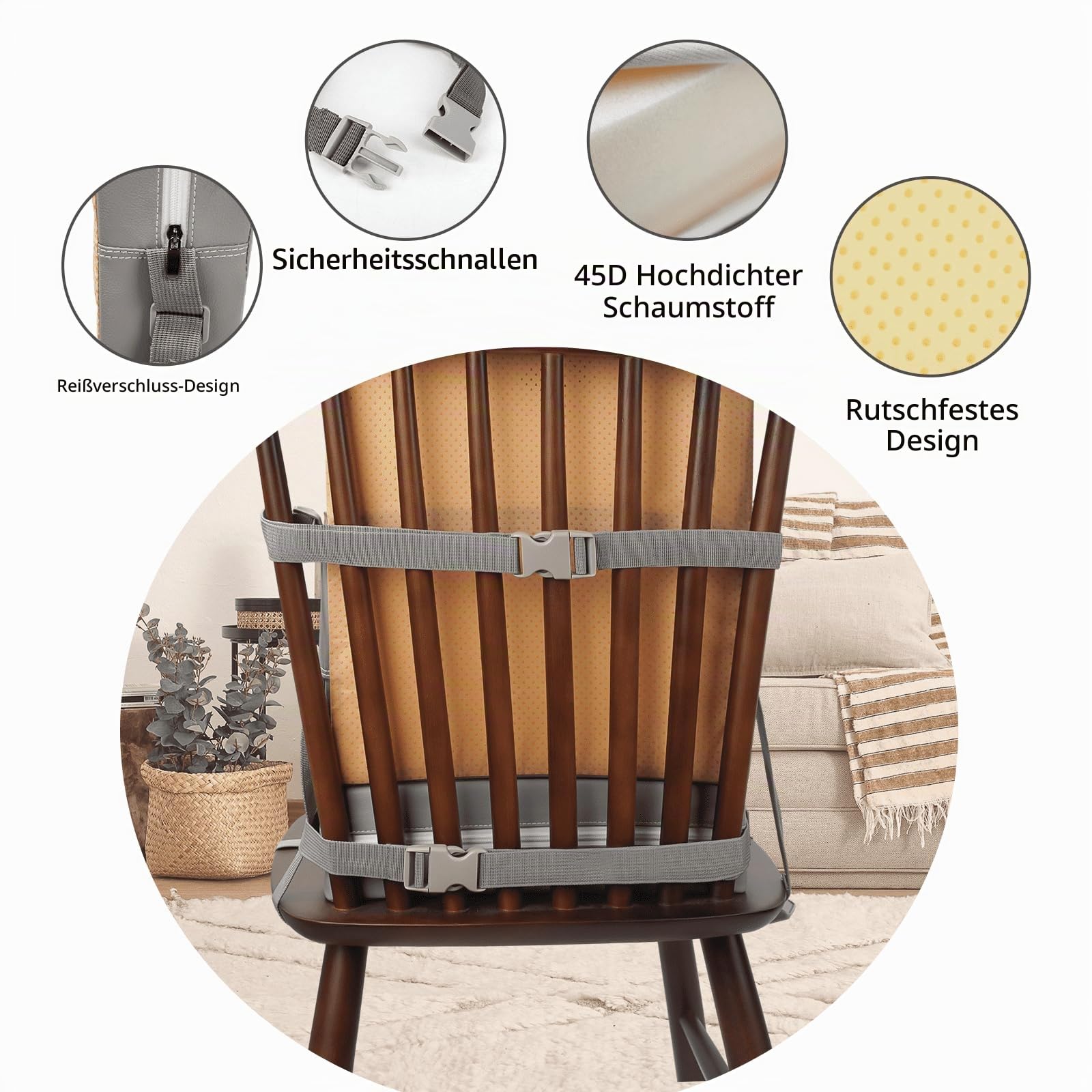 Sitzerhöhung Stühle Kind für Den Tisch, PU waschbar 2 Stücke Riemen Sicherheitsschnalle Kinder Booster Sitz für Esstisch, tragbare Reise Erhöhen Kissen für Stuhl