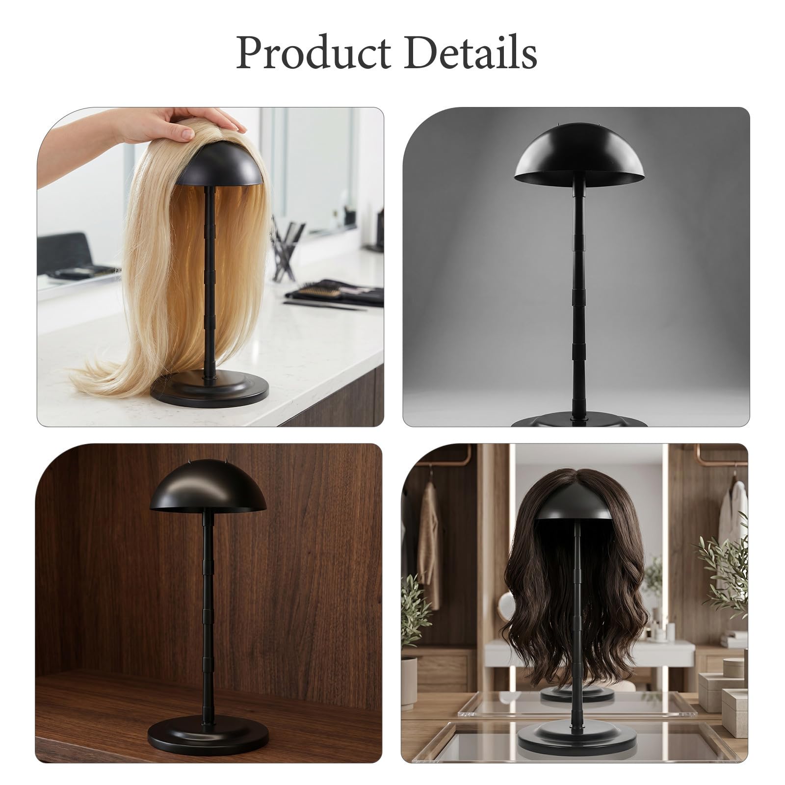 Negro Soporte Portátil Piezas Pp para Plástico, de Pelucas, 8