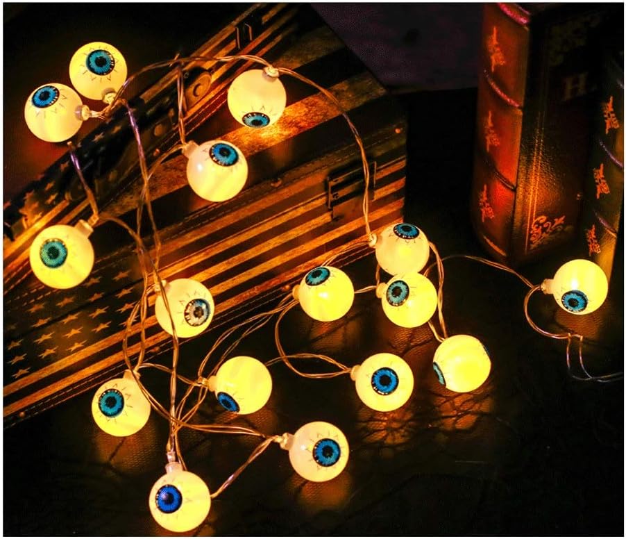 LIMUZI Halloween String Lights LED Battery Light IP44 Waterproof Rating Skull Lights, Eye Lights Ornaments Halloween Party Decoration Warm White String Lights halloween string lights
