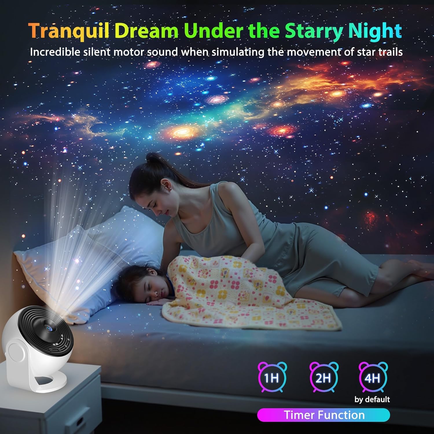 FlyEagle Proiettore Stelle Soffitto, Galaxy Projektor, Cielo Stellato Per Bambini E Adulti Proiettore Galassia Con Dischi Planetari 13 In 1, Luce Notturna Soffitto Led Con Timer, Bianco e Nero