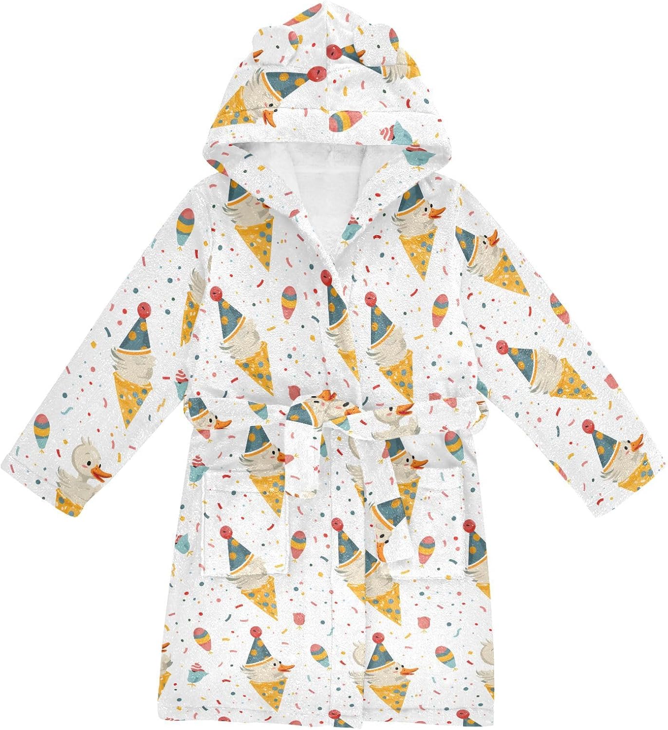 senya Duck and Ice Toddler Hooded Bathrobe Kids Soft Plush Bath Towel Robes for Boys Girls 2-12 Years