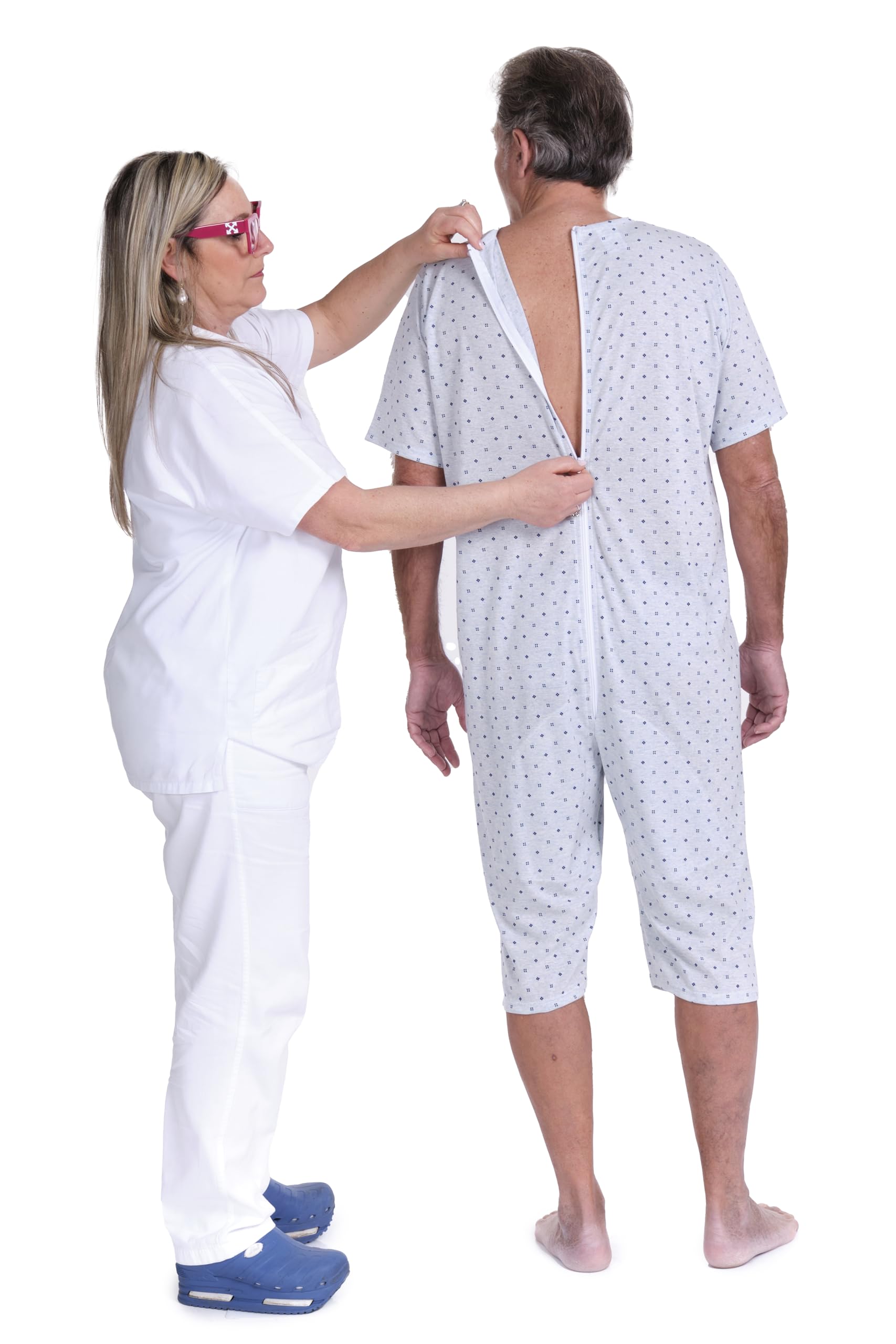 FERRUCCI Pyjama Tuton Santé Confort Manches Courtes Pantalon Court 1 Fermeture Épaule Dos