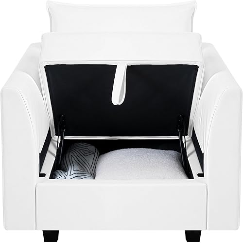 Miniatura 8 de Naomi Home Elizabeth Modern Air - Juego de muebles de cuero para sala de estar, 3 piezas, sofá biplaza y sillón, Muebles para La Sala Juegos, juego