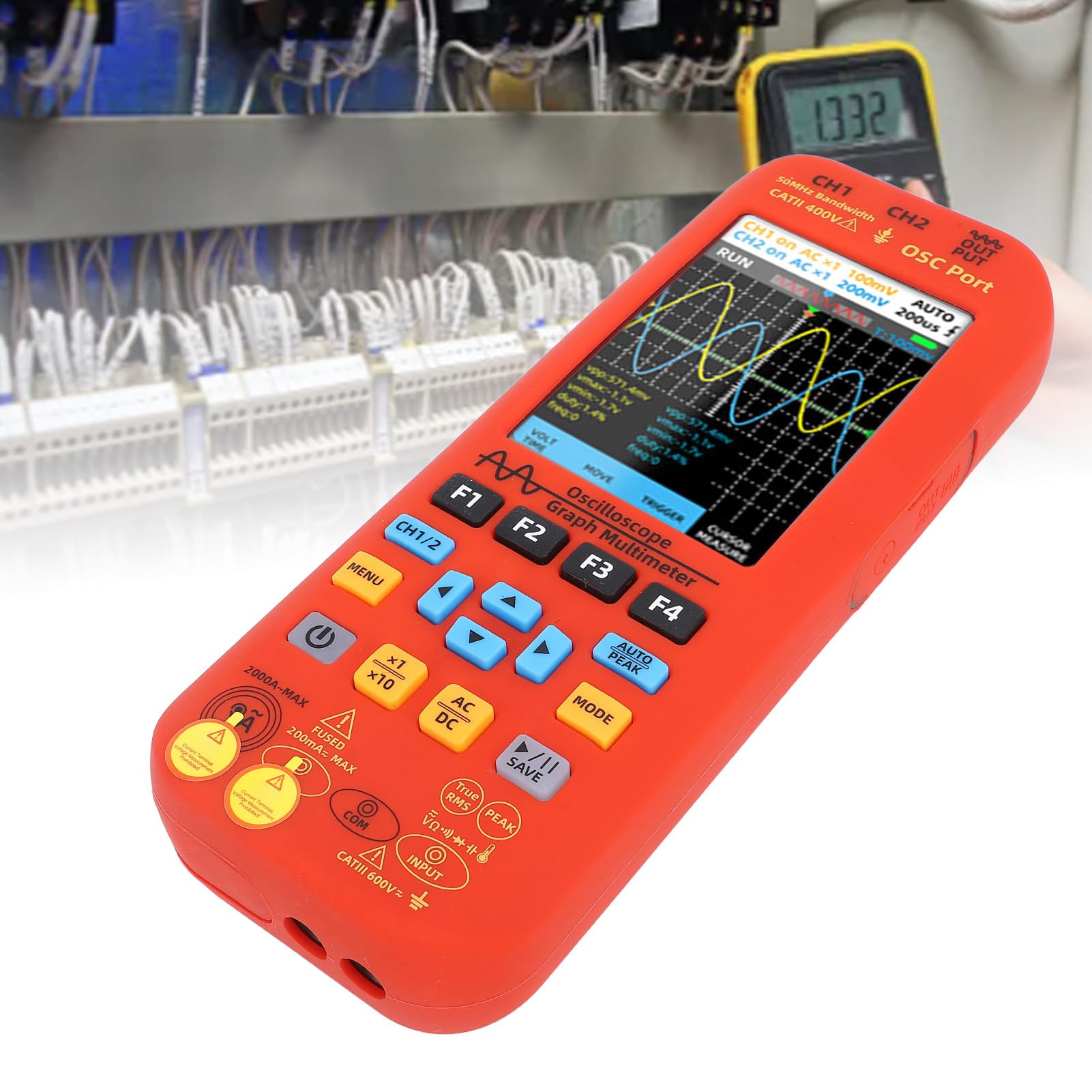 Oscilloscopio Multimetro Generatore di Segnale Oscilloscopio Portatile Digitale a 2 Canali con Copertura Protettiva in Silicone