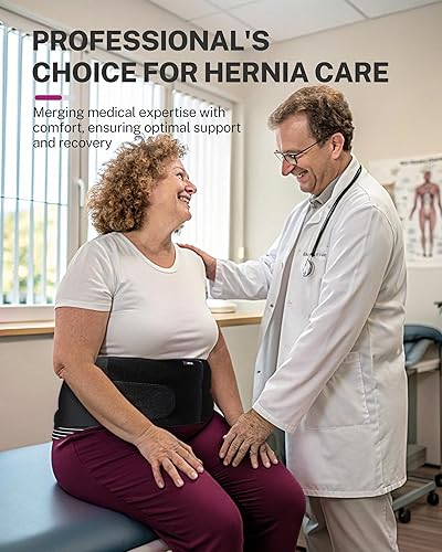 Miniatura 5 de Cinturón de hernia umbilical frontal, unisex, almohadilla de soporte para hernia en forma de cúpula 3D, ajustable con almohadillas extraíbles y