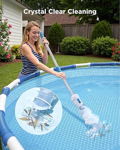 Miniatura 3 de InoKraft Aspiradora de Piscina para Piscina sobre el Suelo, Aspiradora de Piscina Manual Inalámbrica para Piscinas Enterradas, Limpiador de Piscina