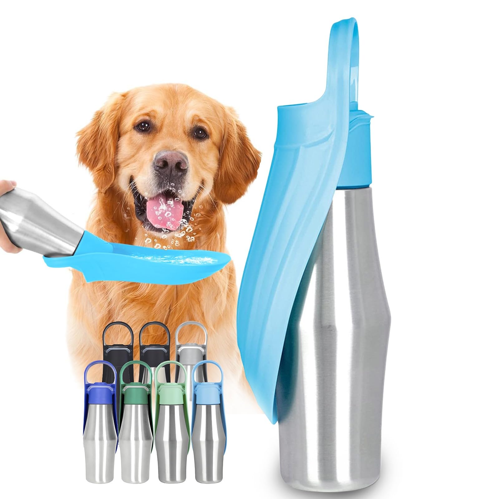 Portable Stainless Steel Dog Water Bottle, Practical and Leakproof Water Dispenser Travel Bowl for Puppies, 304 for Outdoor Walks, Pet Water Cup