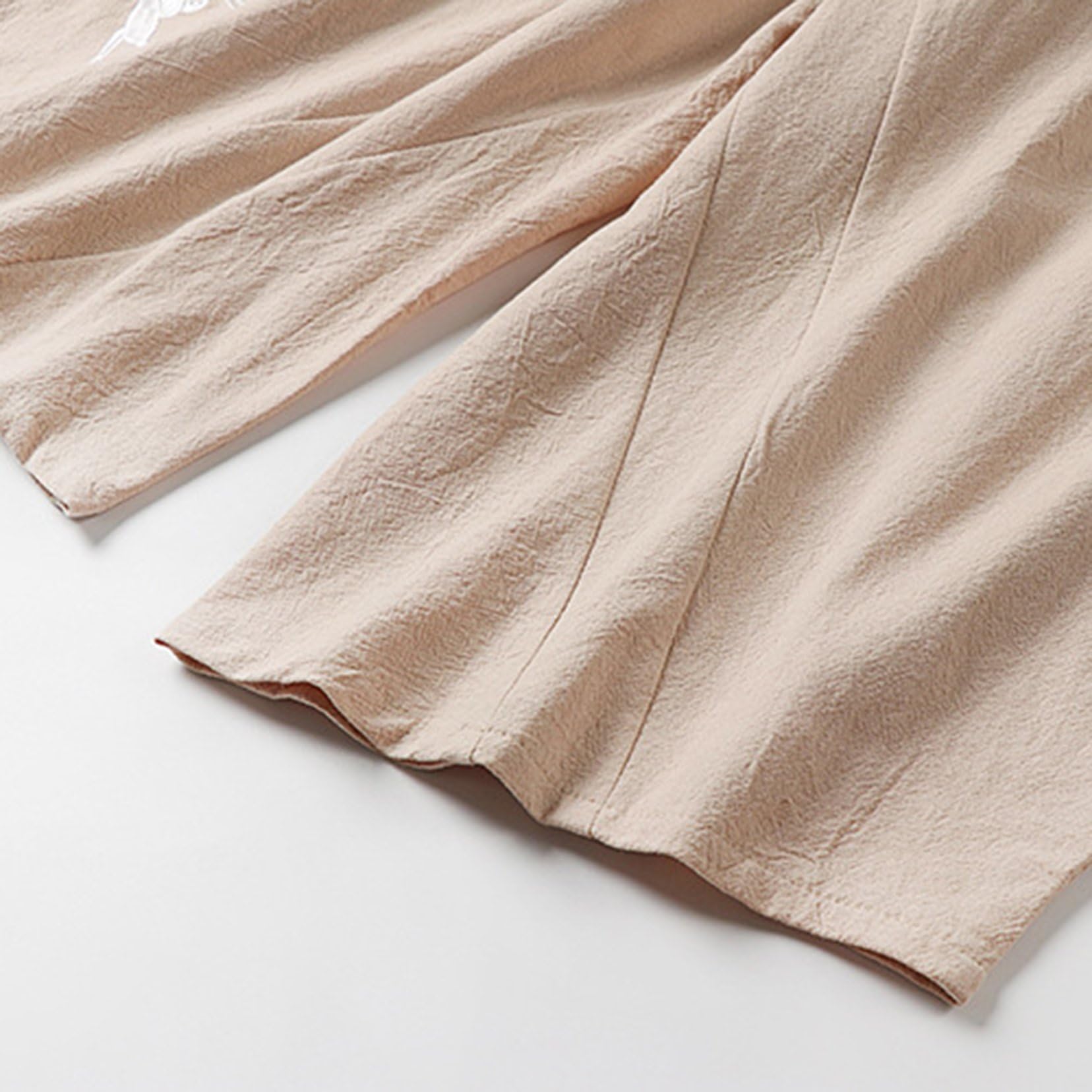 Pantalones holgados de lino para hombre, 7 cuartos, pantalones cortos de chándal anchos a la moda, informales, estilo medieval chino retro, pantalones Tang