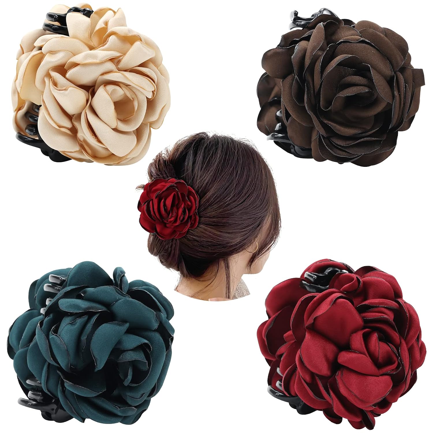 Dizila Hair Claws Clips - Rose Floral Hair Accessories