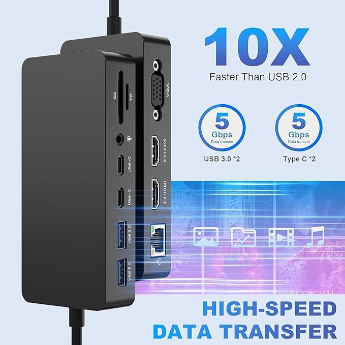 Docking Station para Microsoft Surface Triple Display 4K HDMI*2+VGA, 12 en 1 miniatura 3
