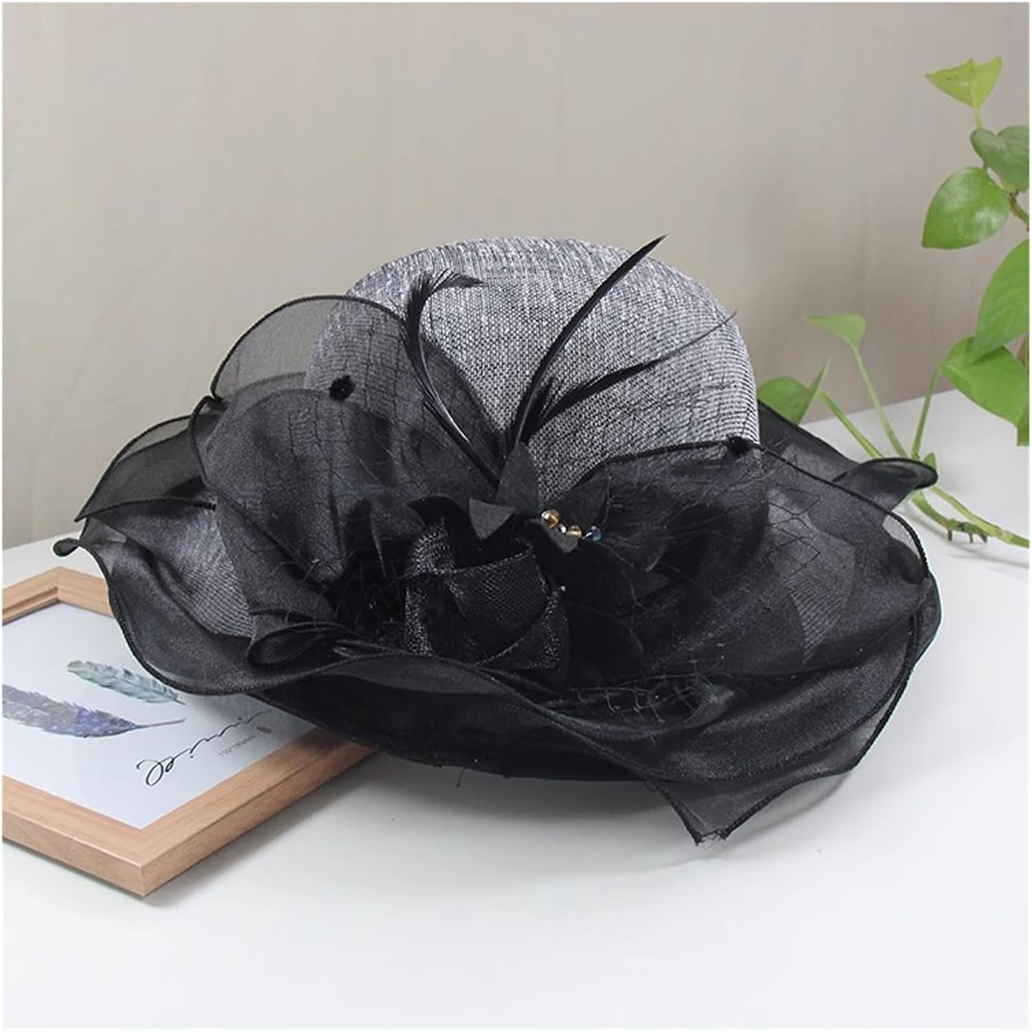 Sun Visor Women's Sun Protection Fisherman hat Edge Sun hat Big Brim top hat(Black)