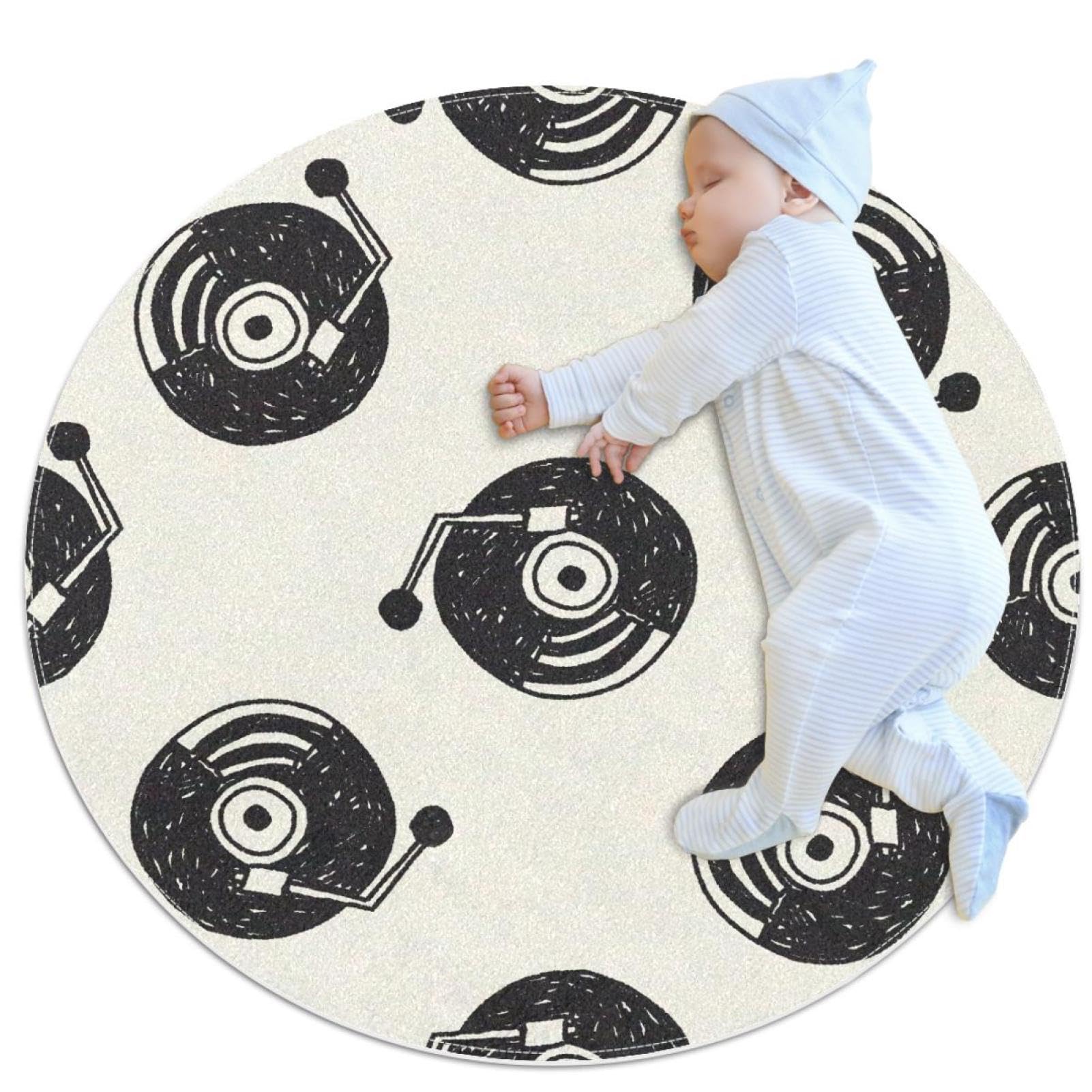 Tapis de salle de bain antidérapant rond 1m disque musique