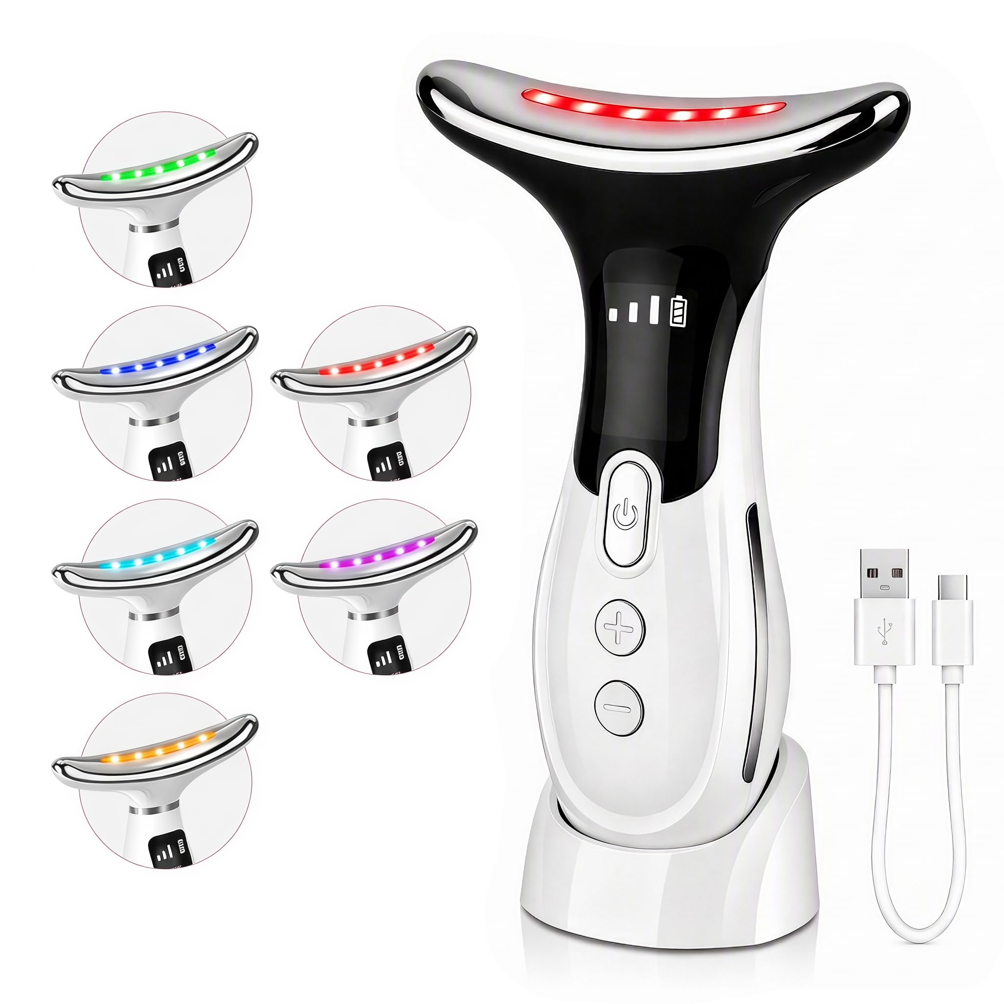 Neck Face Massager Tool with Heat & Cold, 7-in-1 Portable Facial Massager