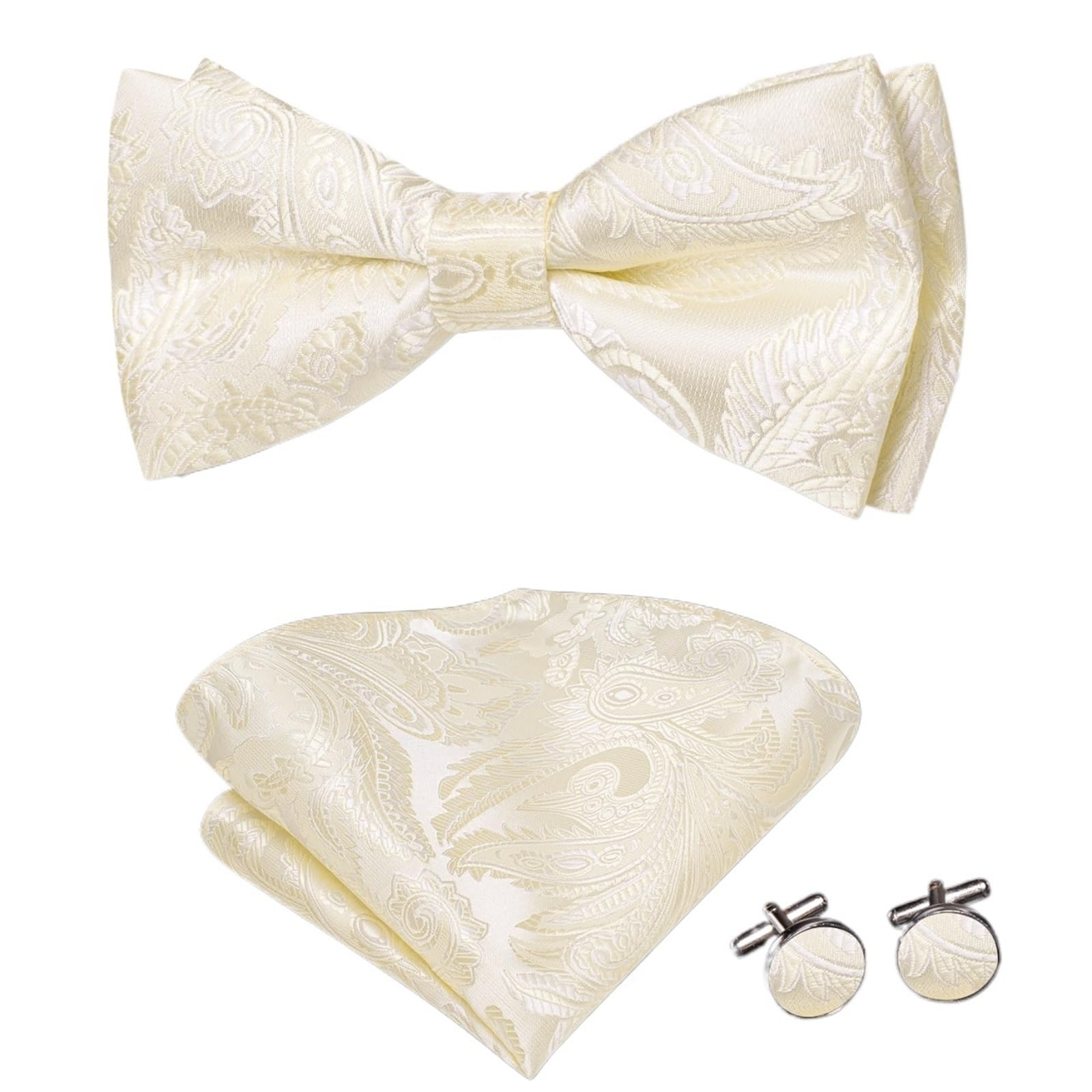 Papillon da uomo in seta con gemelli Hanky ​​e papillon nodo a farfalla for matrimonio maschile Per Feste Aziendali E Matrimoni
