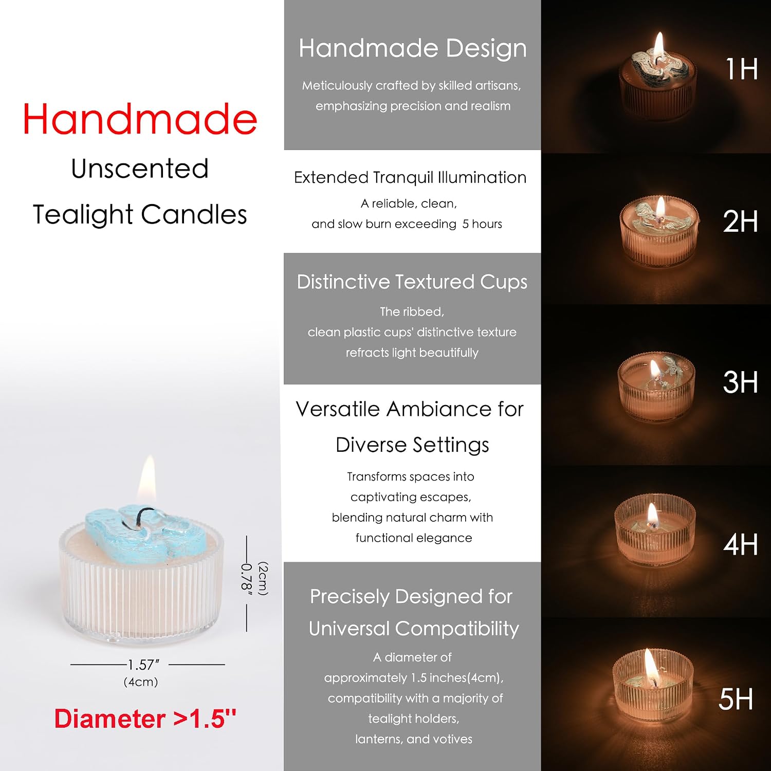 Set of 9 Handmade Unscented Coastal Theme Tealight Candles,5H Burn