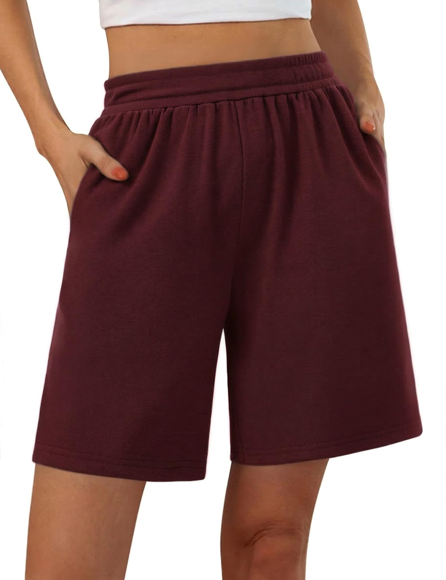 Terecey Sport Shorts Damen Lockere Casual Bermuda Kurze Hosen Weich Streifen Jogginghose High Waist Freizeithose mit Taschen und Kordelzug fur Running Yoga Fitness Lounge Fitnessstudio S-XXL